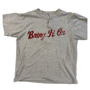 Vintage Wilson Baseball Shirt Mens XL Gray Bring It On Button Henley Tee Sports